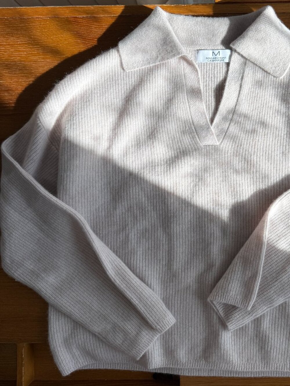 Magaschoni 100% Cashmere Cream Ribbed Sweater Women’s Size M